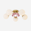 Petal Pink Multi Head Ceiling Light With Gold Base