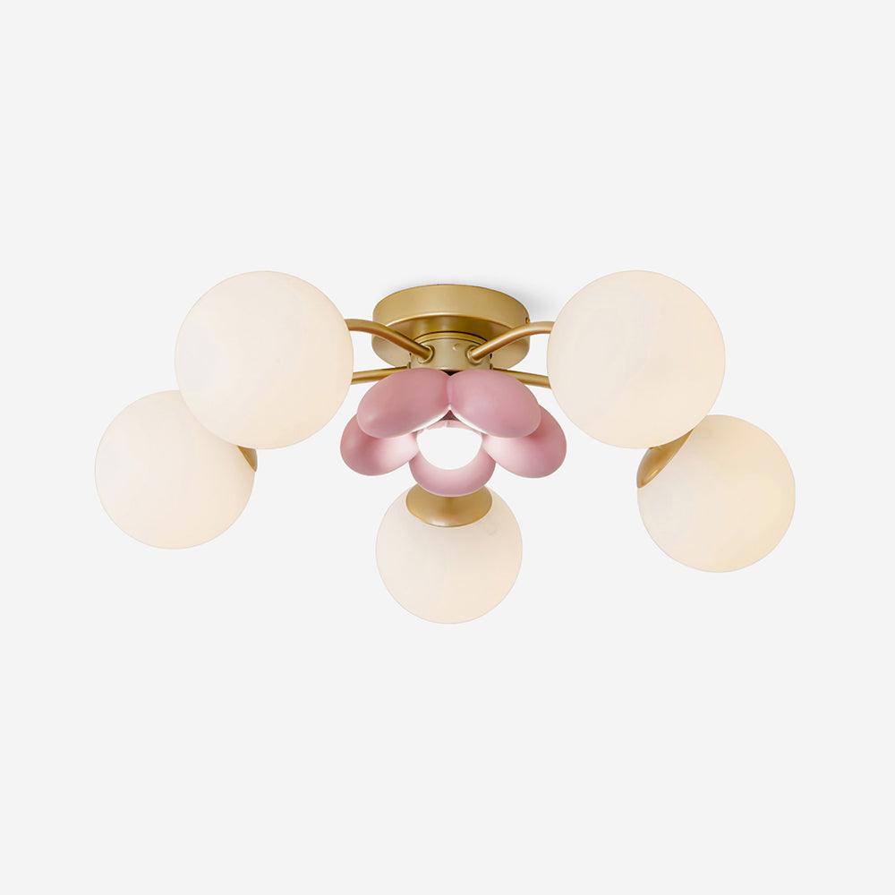 Petal Pink Multi Head Ceiling Light With Gold Base