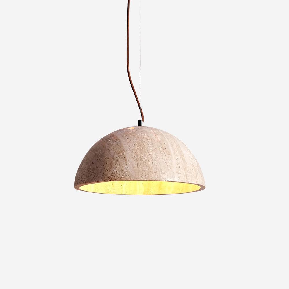 Yellow Travertine Dome Pendant Light For Warm Ambience