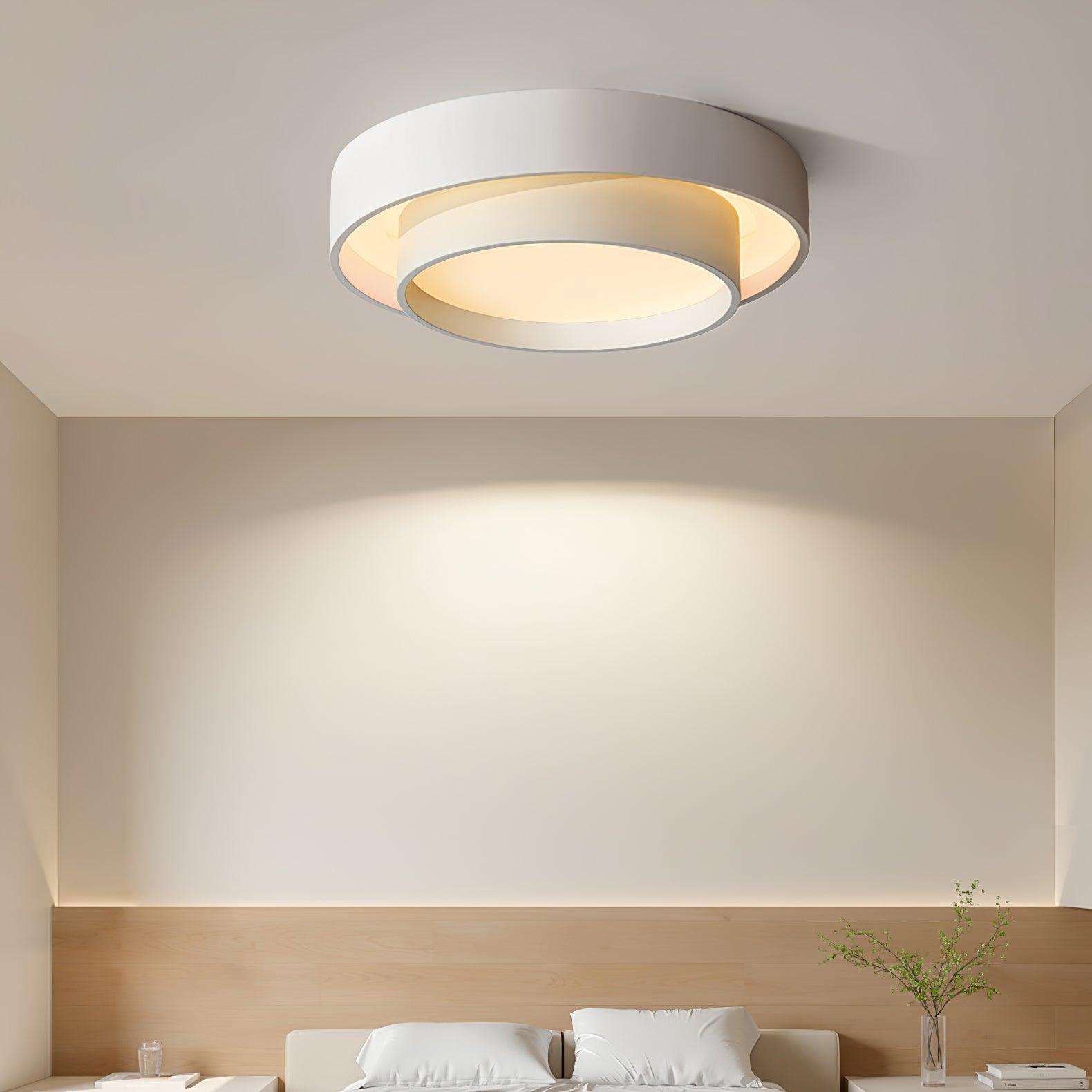 Minimalist Double Ring Ceiling Lamp In Grey White Black
