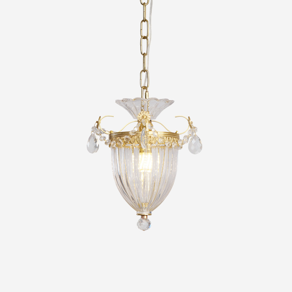 Brass Crystal Pendant Light With Adjustable Height