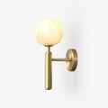 Alabaster Floral Wall Sconce With Brass Finish