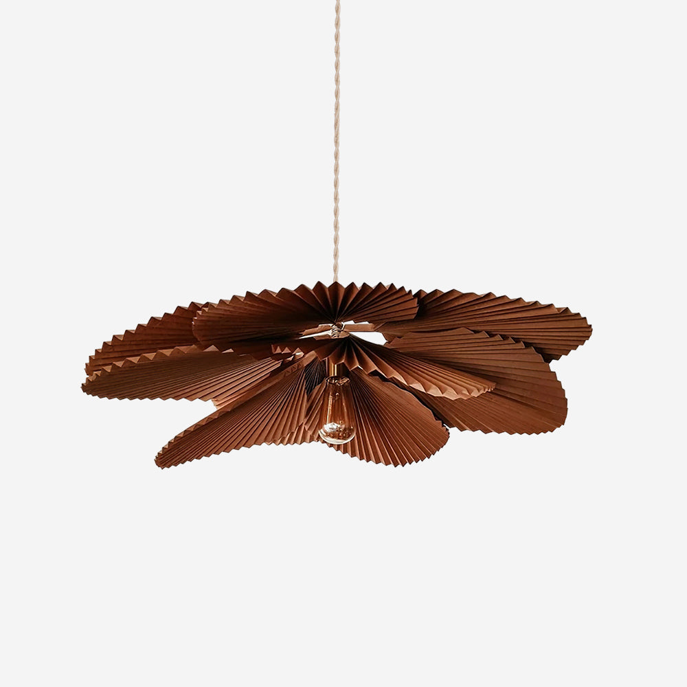 Kraft Paper Petal Pendant Light With Warm Glow