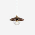 Industrial Pendant Light With Glass Globe And Metal Disc Shade