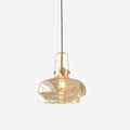 Amber Glass Pendant Light With Brass Fittings