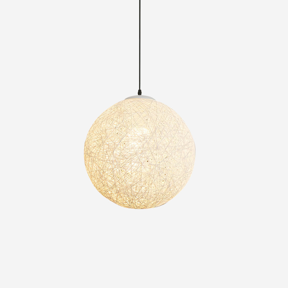 Suspension En Chanvre Tissé Boule Rotin Boho Diffusion Douce