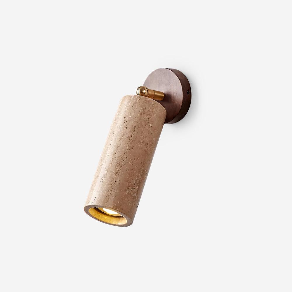 Adjustable Travertine Wall Light With Wood And Metal Details
