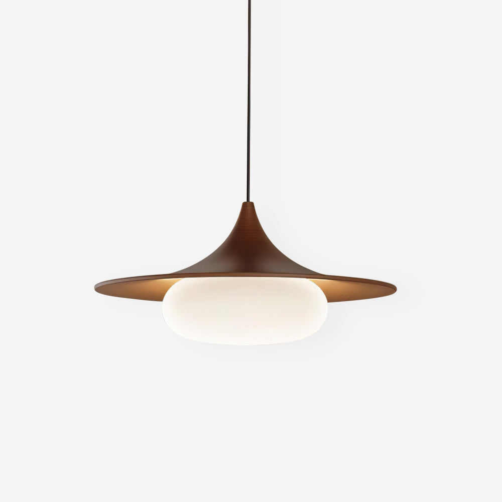 Walnut Wood Canopy Pendant Light With Integrated LED
