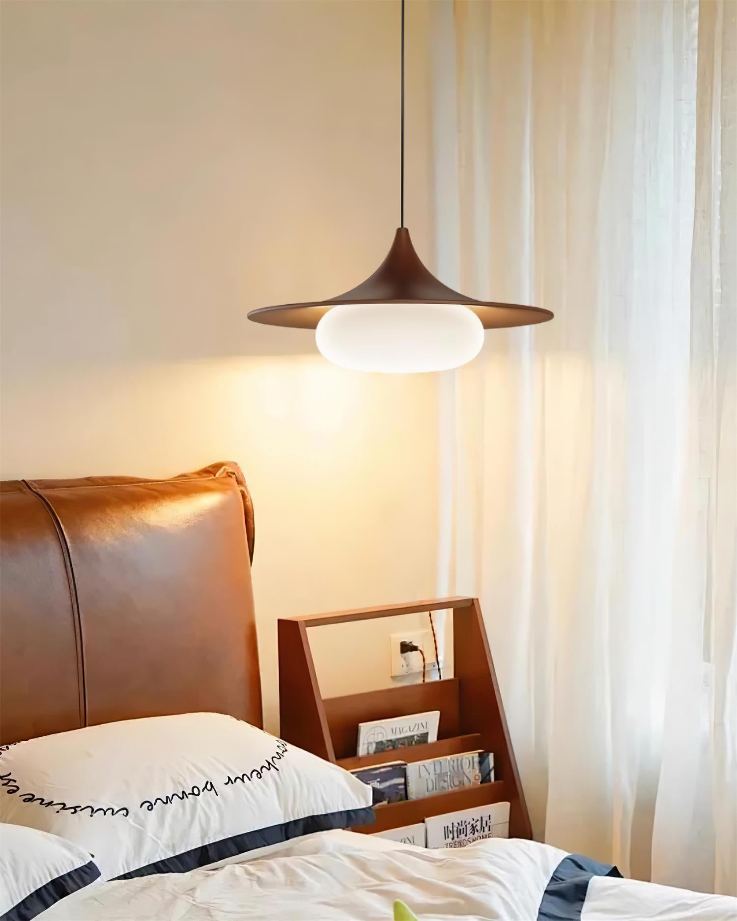 Walnut Wood Canopy Pendant Light With Integrated LED
