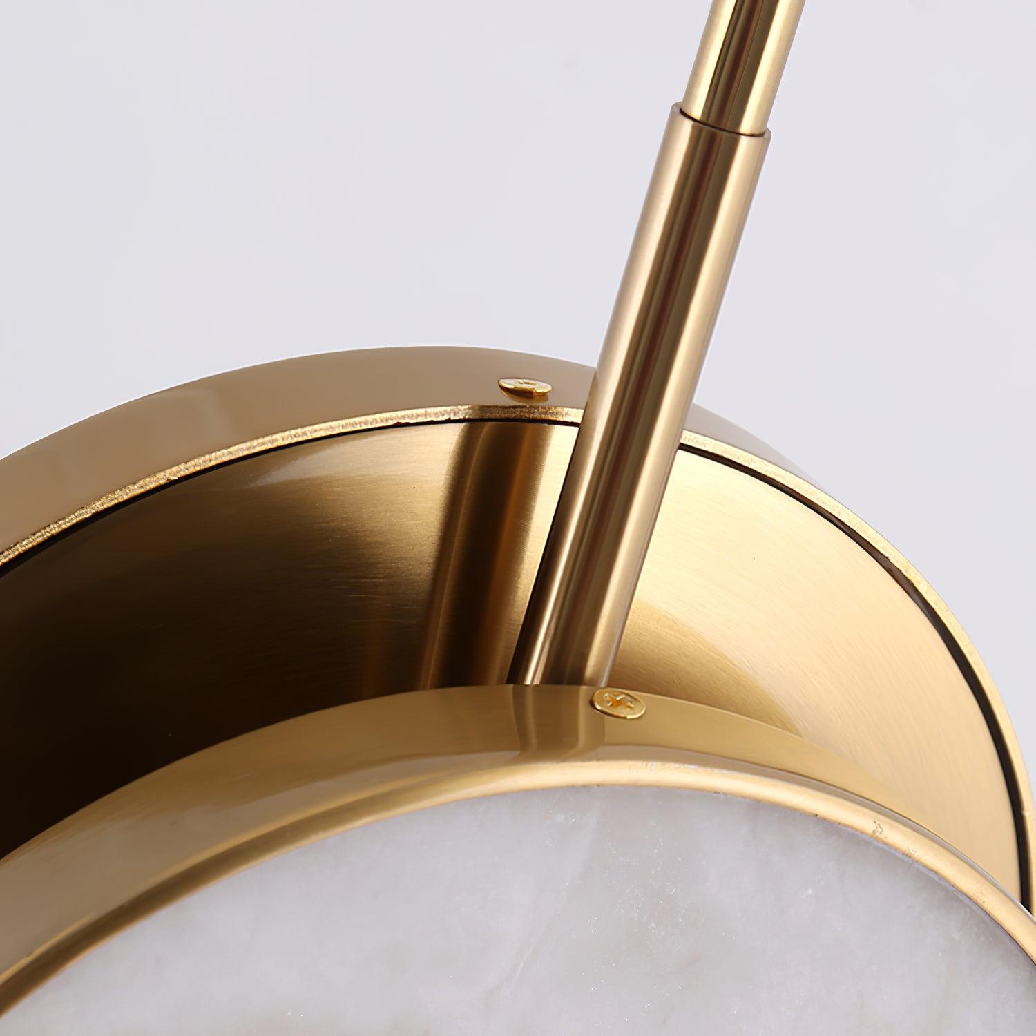 Brass Alabaster Dual Disc Pendant Light With Adjustable CCT