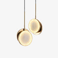 Brass Alabaster Dual Disc Pendant Light With Adjustable CCT