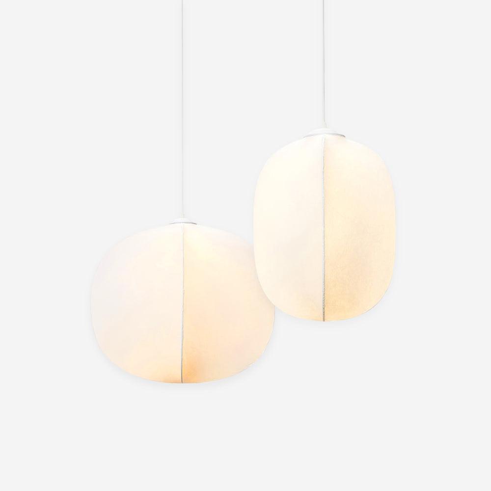 Suspension blanche à abat-jour polymère, lumière douce et moderne