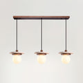 Elegant Walnut Wood Glass Globe Pendant Lamp