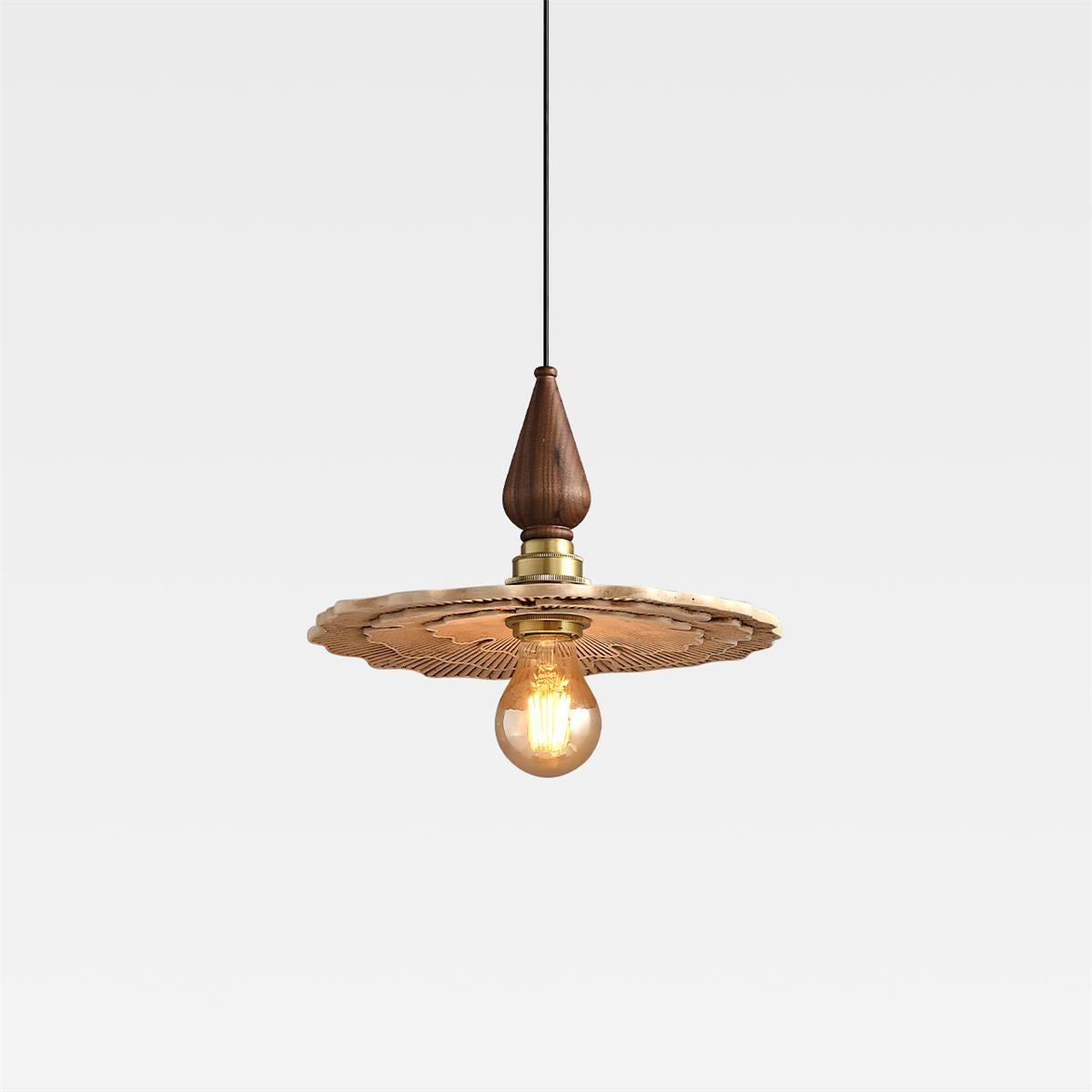 Three Head Walnut Wood Brass Pendant Light For Warm Ambience