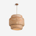 Pendant Lamp With Double Layer Woven Bamboo Shade