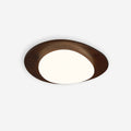 Walnut Wood Ceiling Light With White Oval Shade Integrated LED