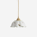 Ceramic Pendant Lamp With Petal Shade And Butterflies