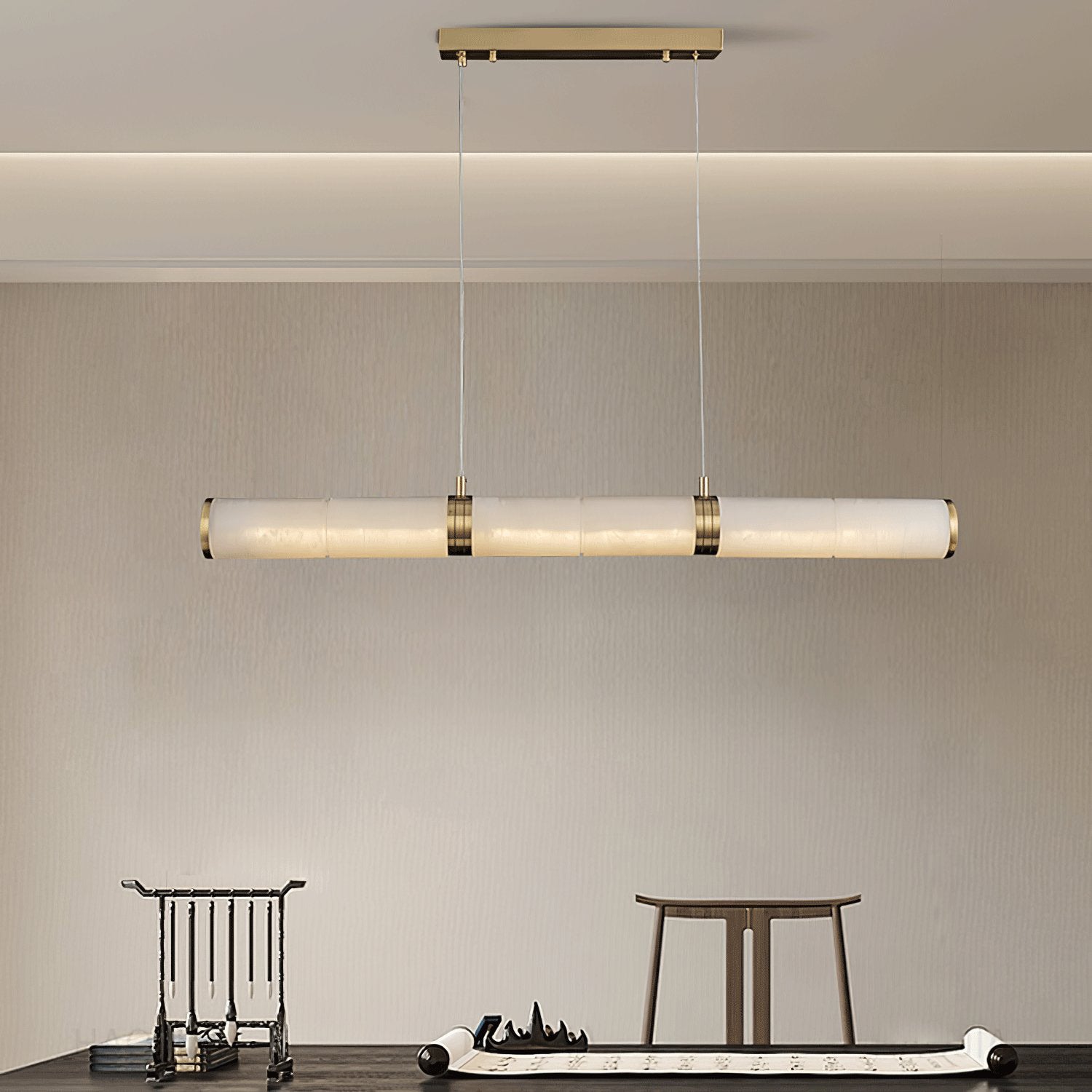 Soft Glow Alabaster Linear Pendant Light
