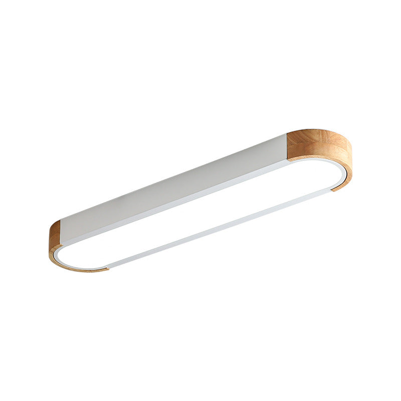 Contemporary Wood Edge Ceiling Light With Clear Acrylic Shade