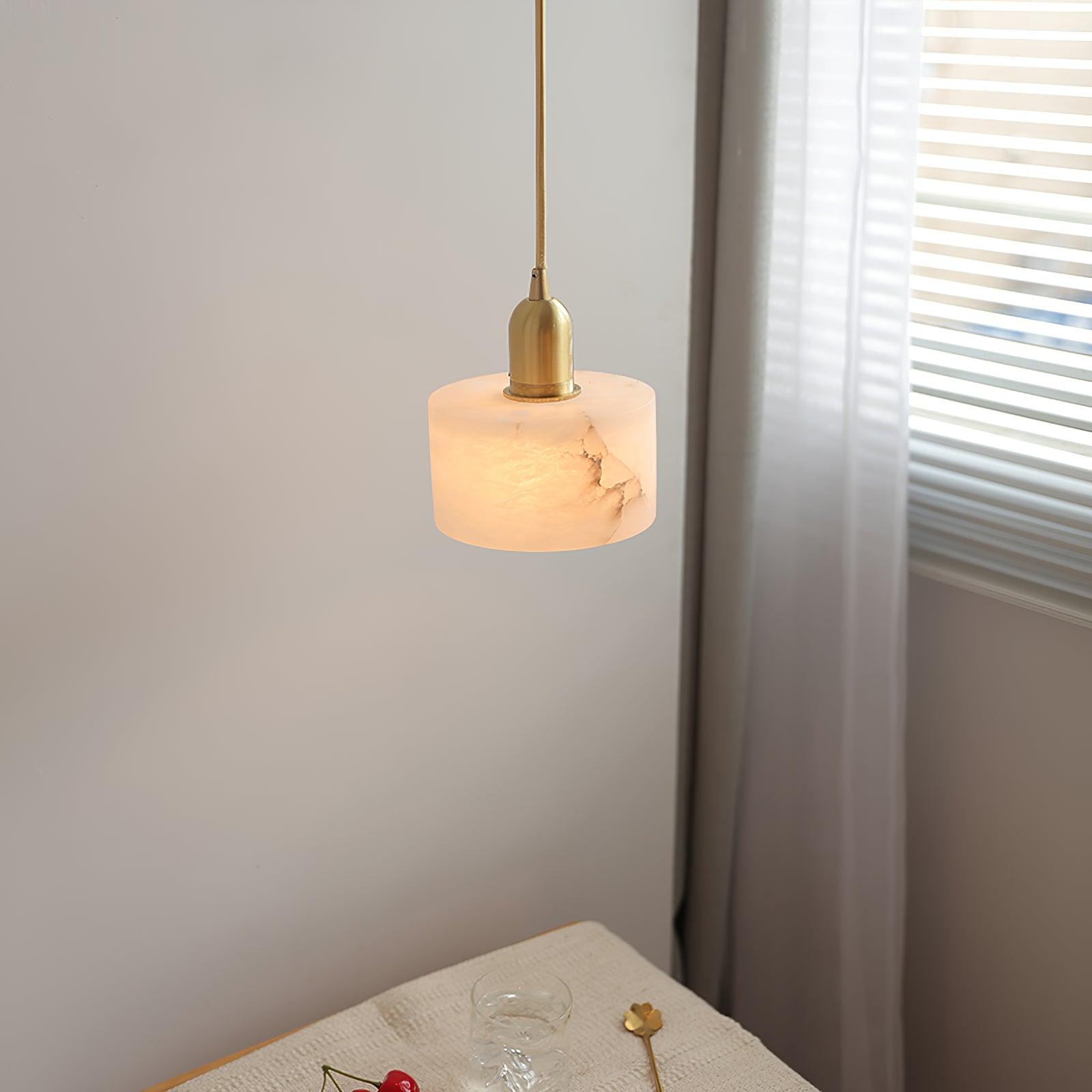 Alabaster Pendant Light With Brass Accent Warm Glow