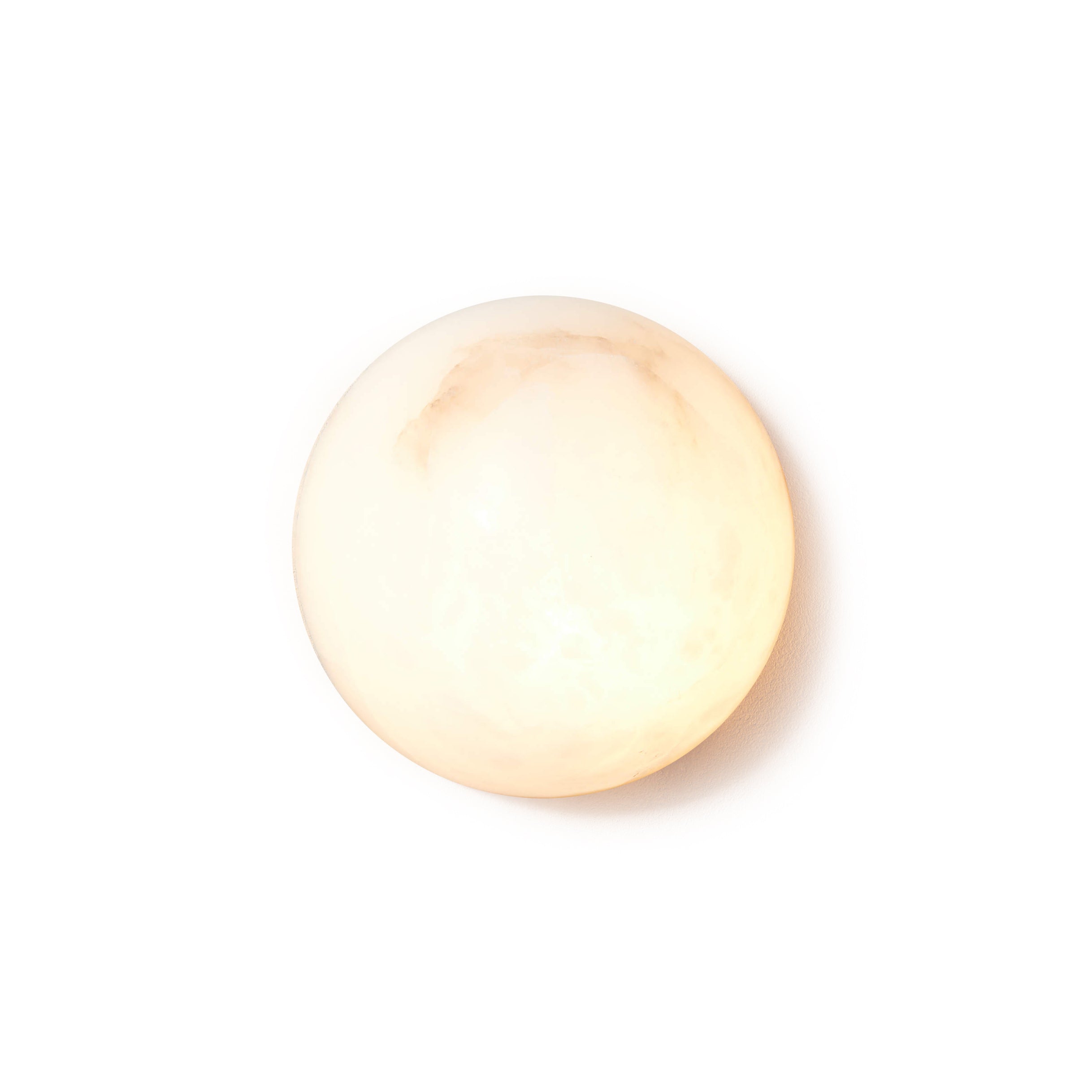Round Minimalist Alabaster Wall Light With Subtle Veining