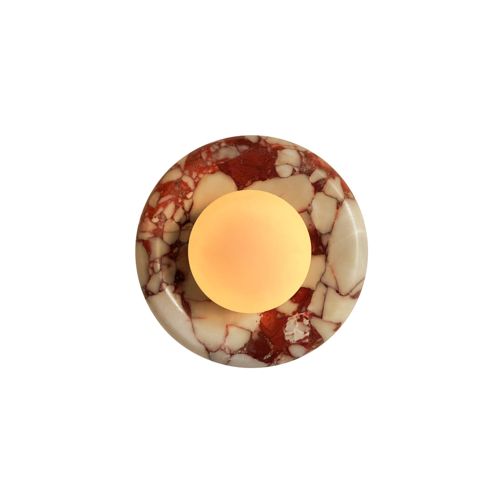 Elegant Round Marble Wall Sconce With Glass Shade
