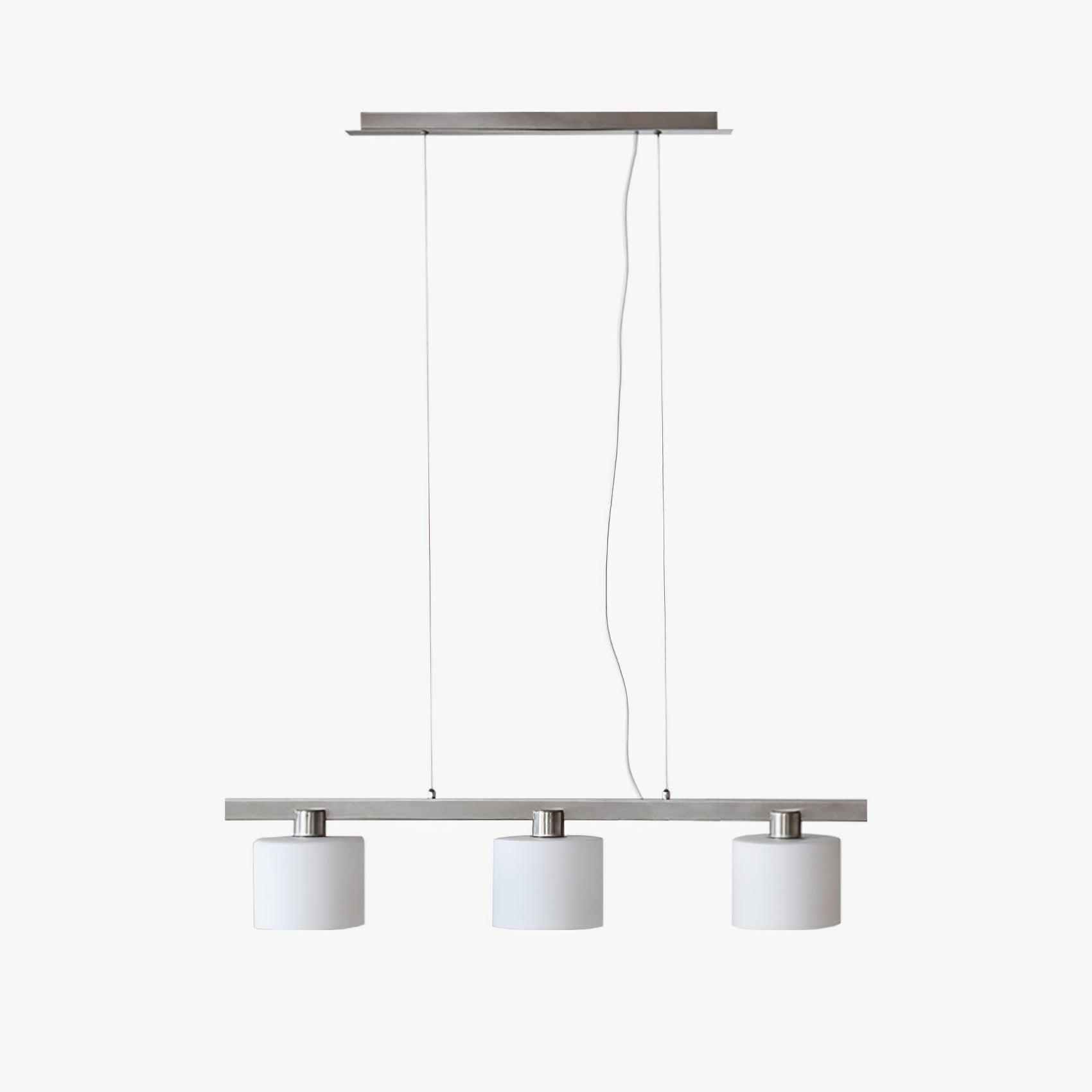 Three Head White Pendant Light With Metal And Glass