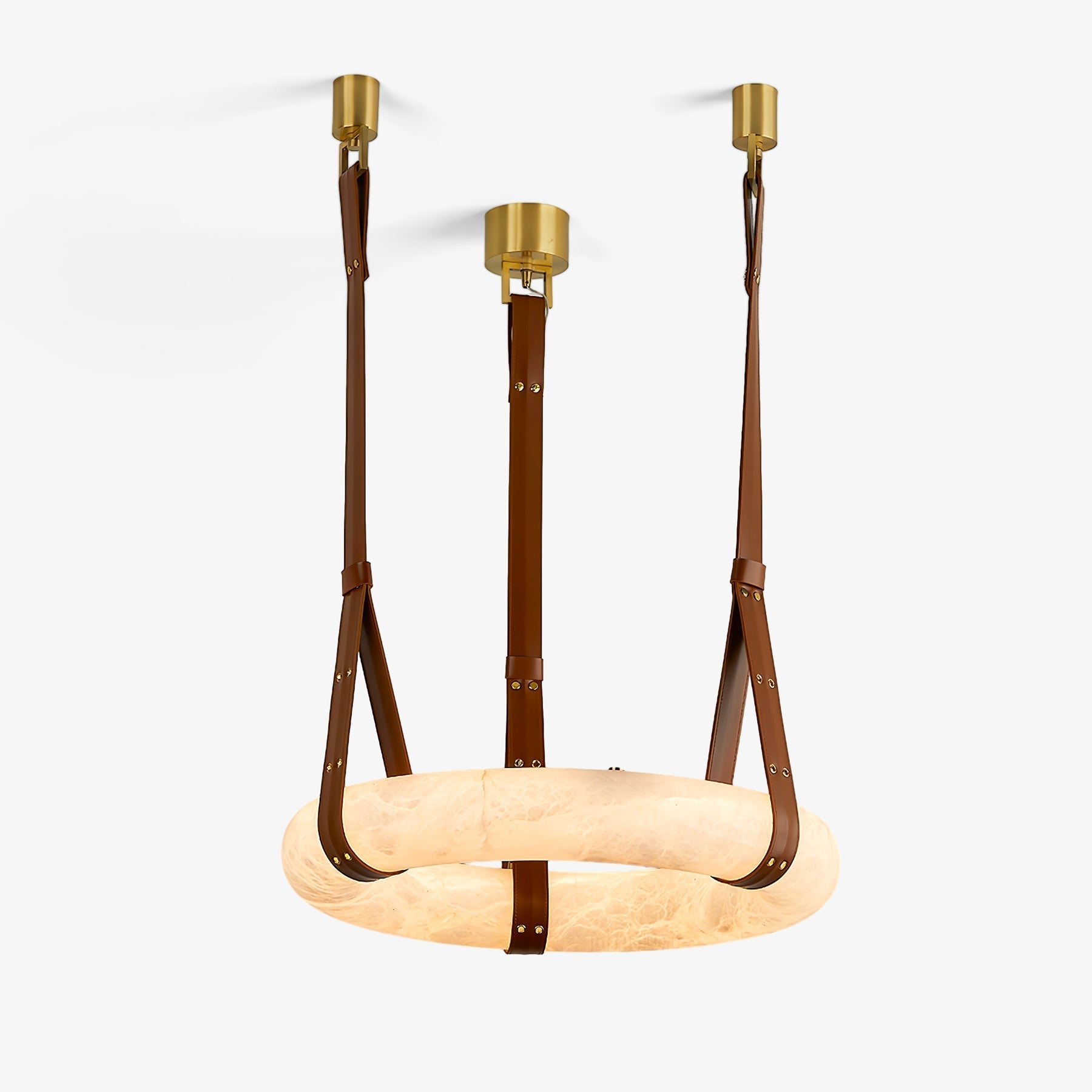 Premium Alabaster Pendant Light With Leather Accents