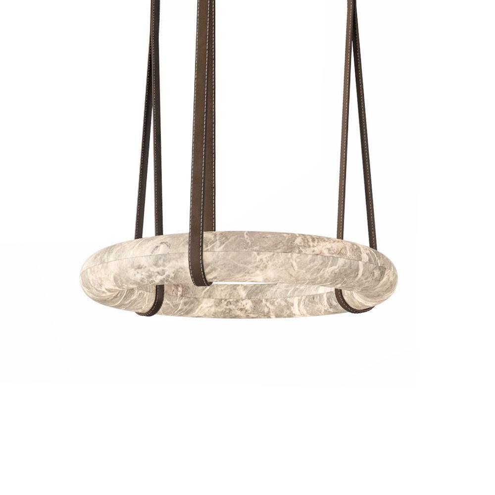 Premium Alabaster Pendant Light With Leather Accents