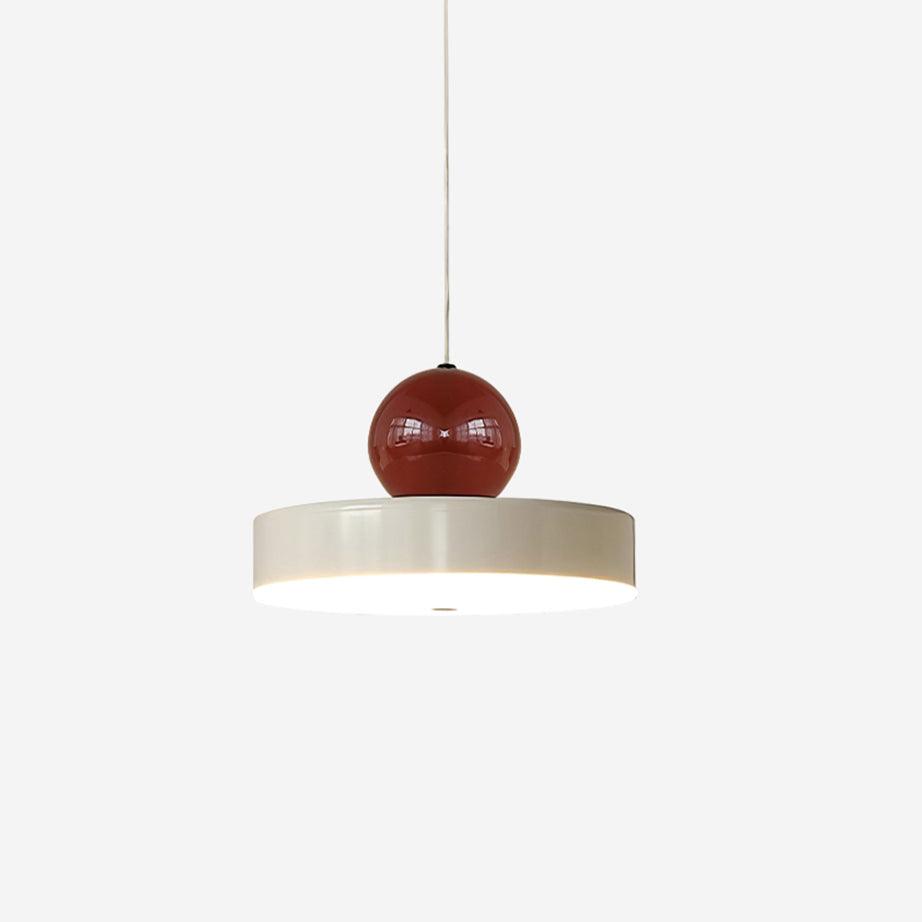 Pendant Lamp With Red Sphere Shade And Integrated LED