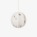 Paper Ball Pendant Light With Cotton Embroidered Park Scene