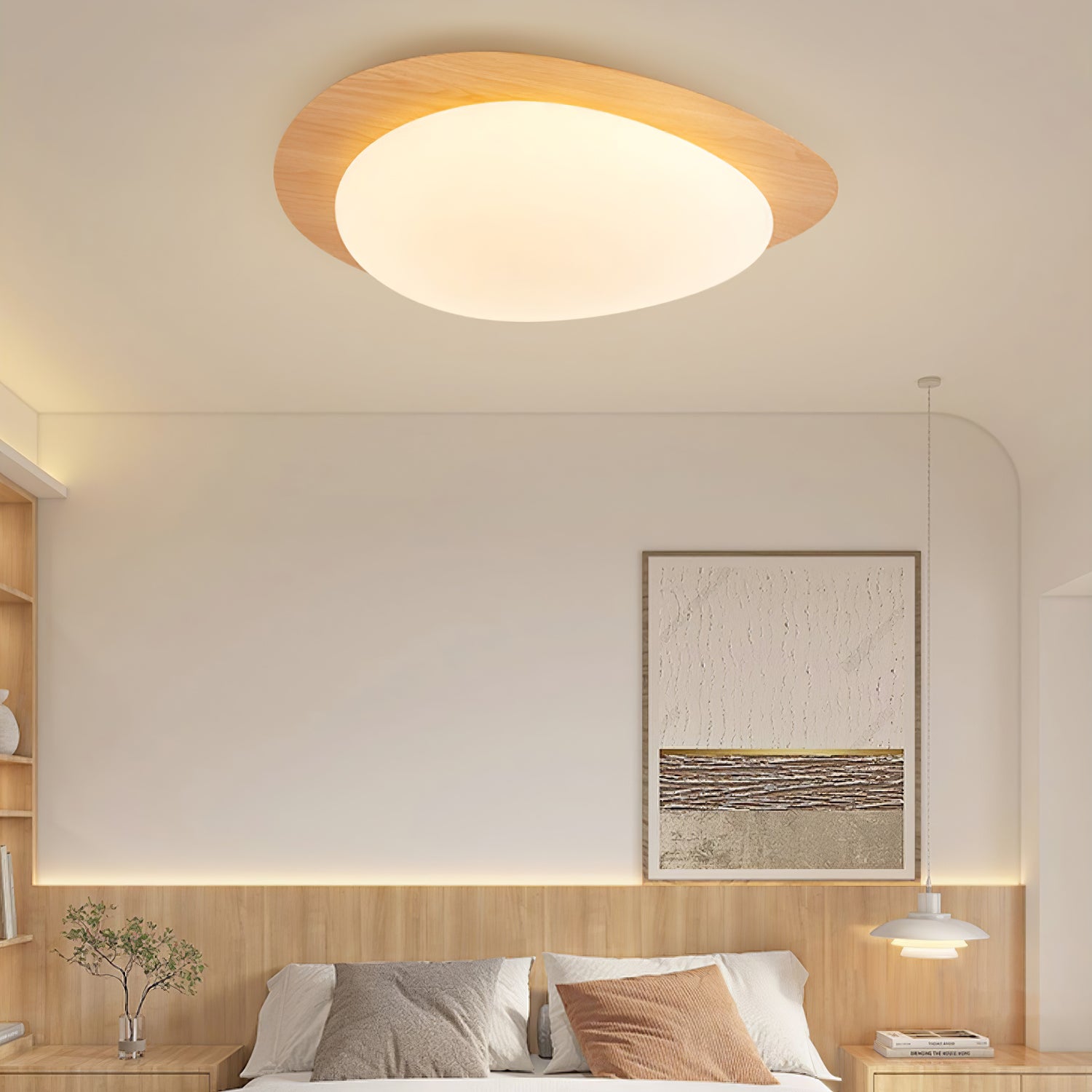 Walnut Pebble Ceiling Light With Warm Ambience