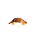 Sculpted Wood Pendant Light With Glass Globe