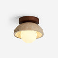 Travertine Pendant With Wood Accent For Ambient Light