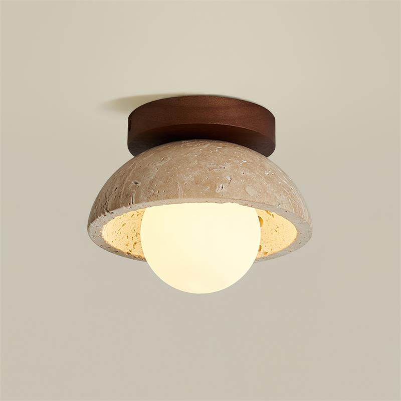 Travertine Minimalist Ceiling Light With Soft Ambient Glow