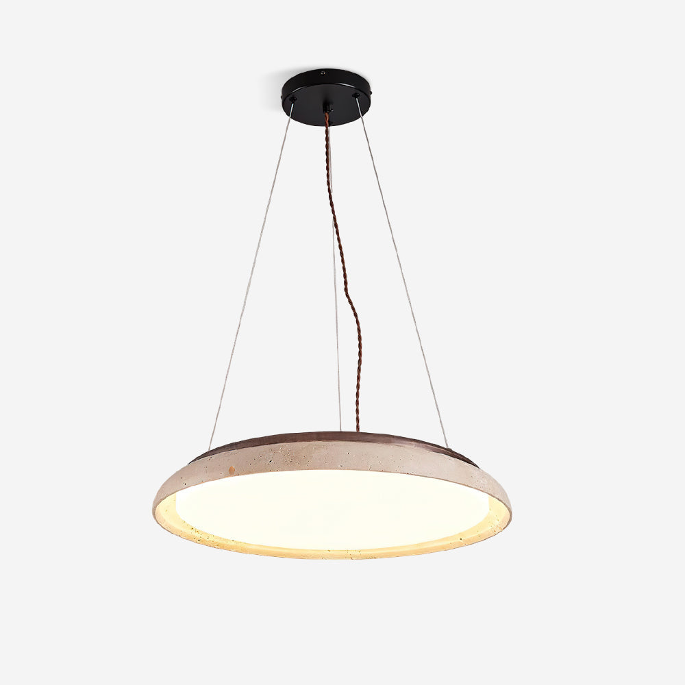 Travertine Ring Pendant Light With Ambient Glow