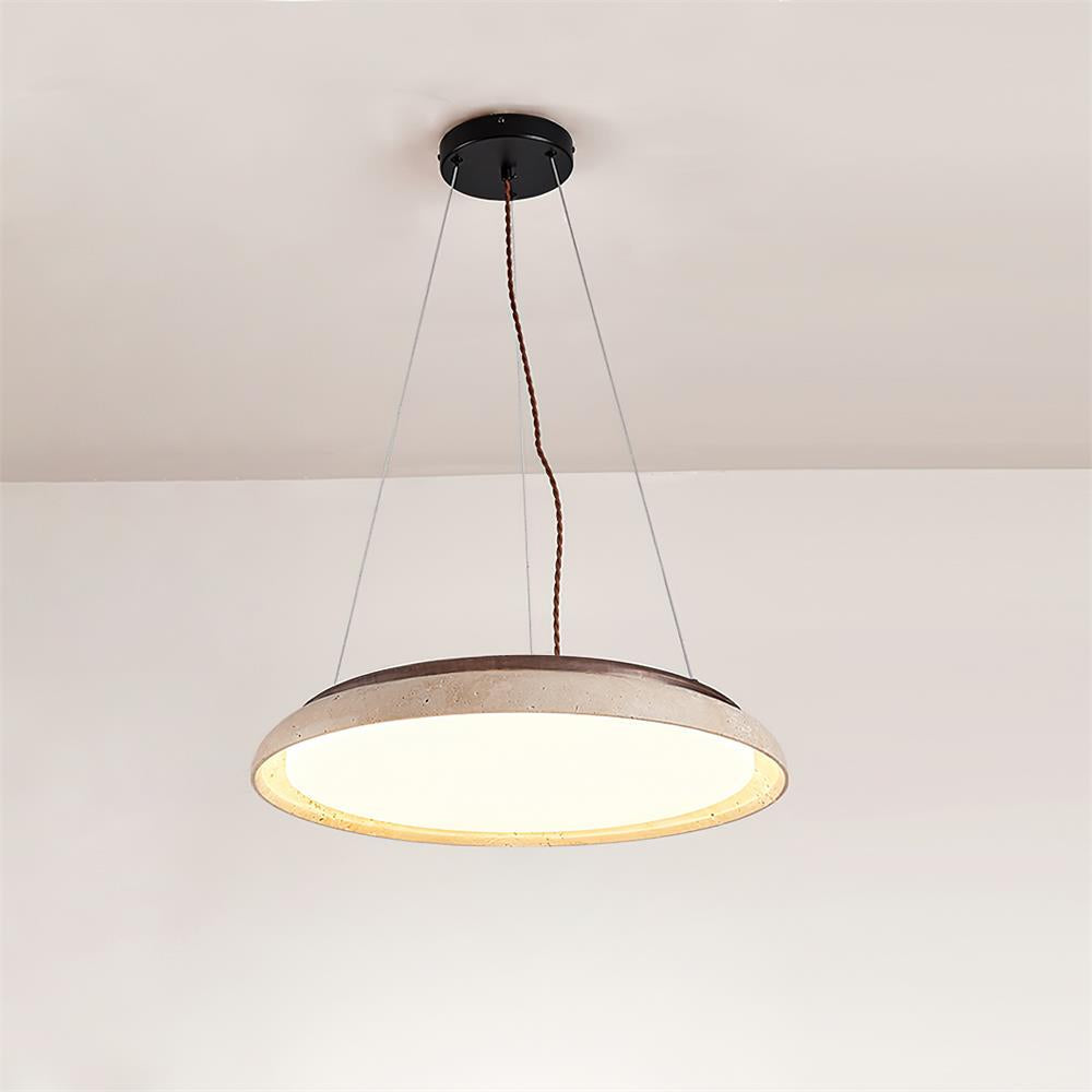 Travertine Ring Pendant Light With Ambient Glow