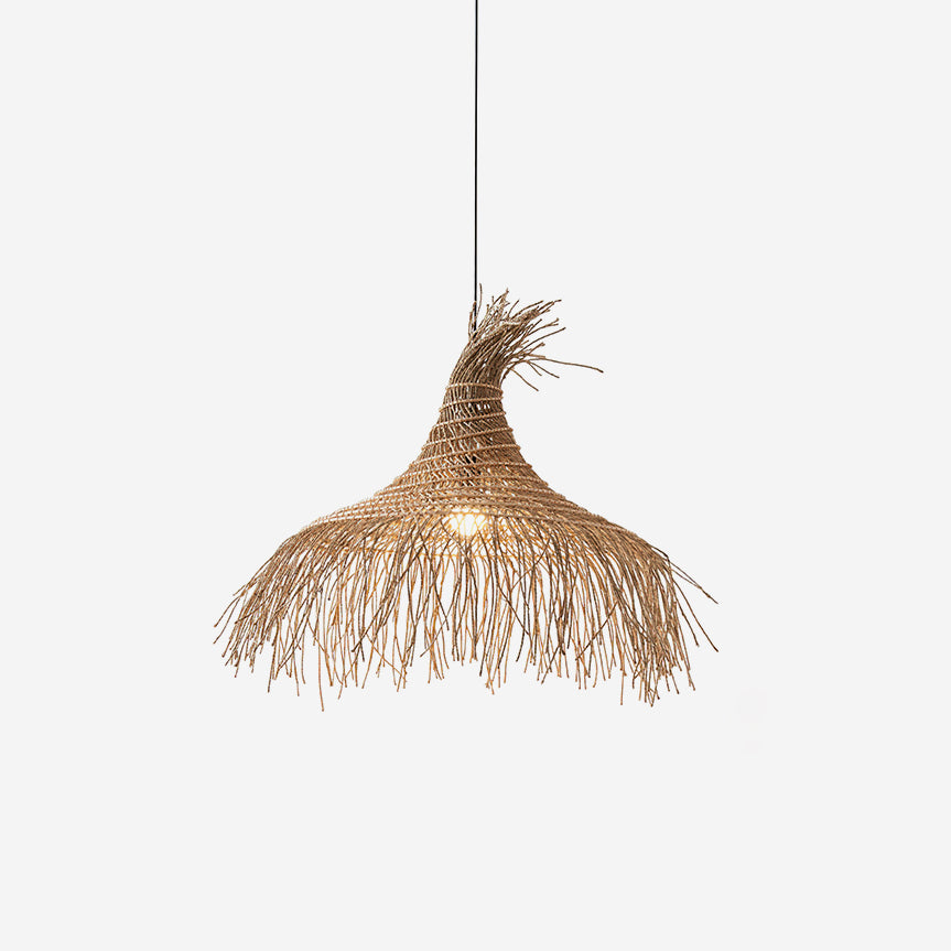 Pendant Light With Handwoven Natural Rattan Shade