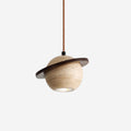 Travertine Walnut Wood Pendant Light Ambient Glow