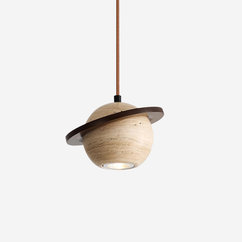 Travertine Walnut Wood Pendant Light Ambient Glow