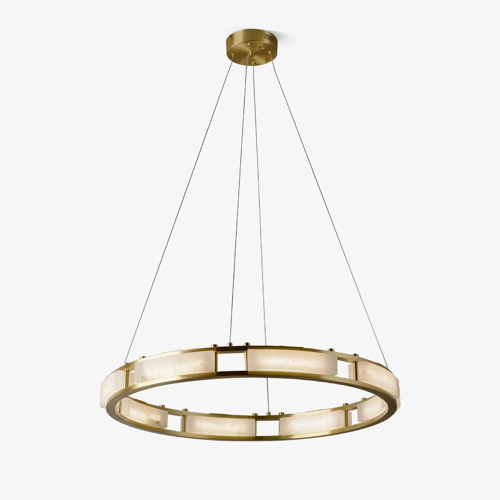 Suspension Luxueuse Albâtre Et Laiton Avec LED Intégrée