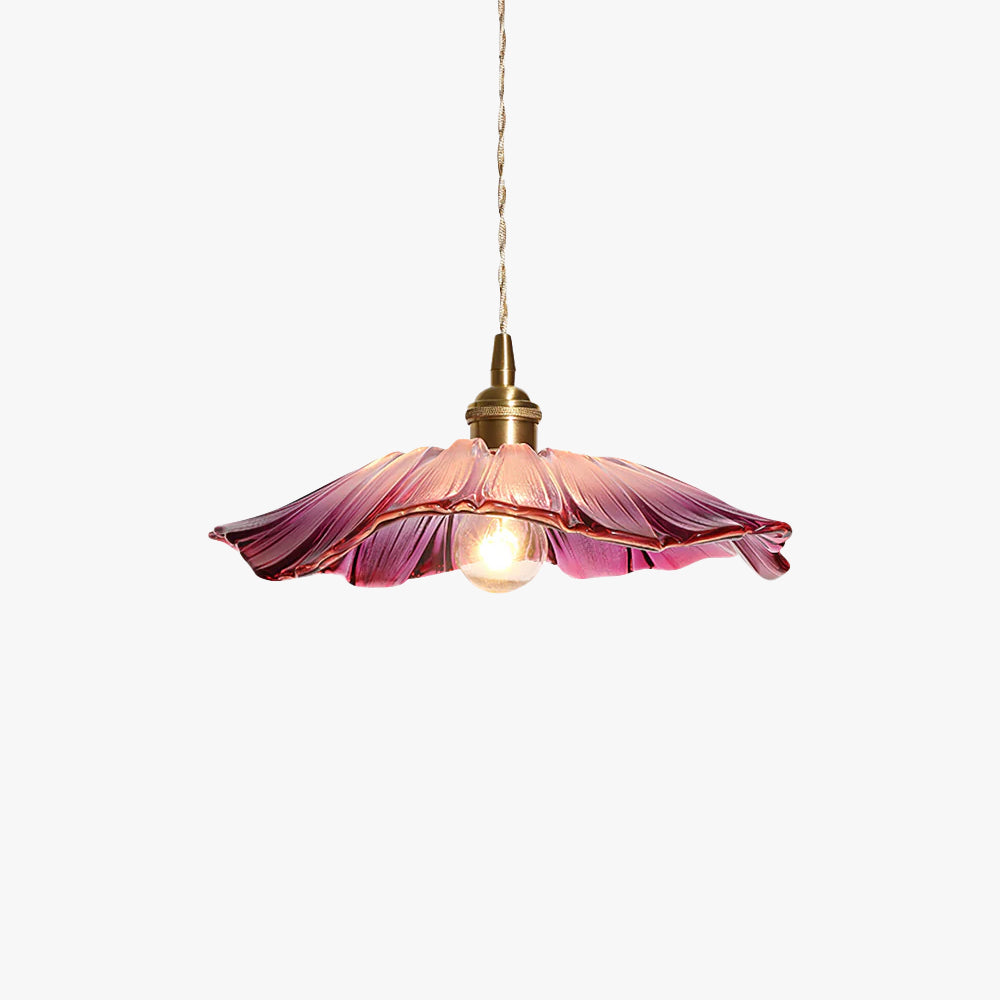 Petal Glass Pendant Light With Brass Accents For Warm Glow