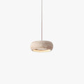 Travertine Donut Pendant Light With Warm Glow