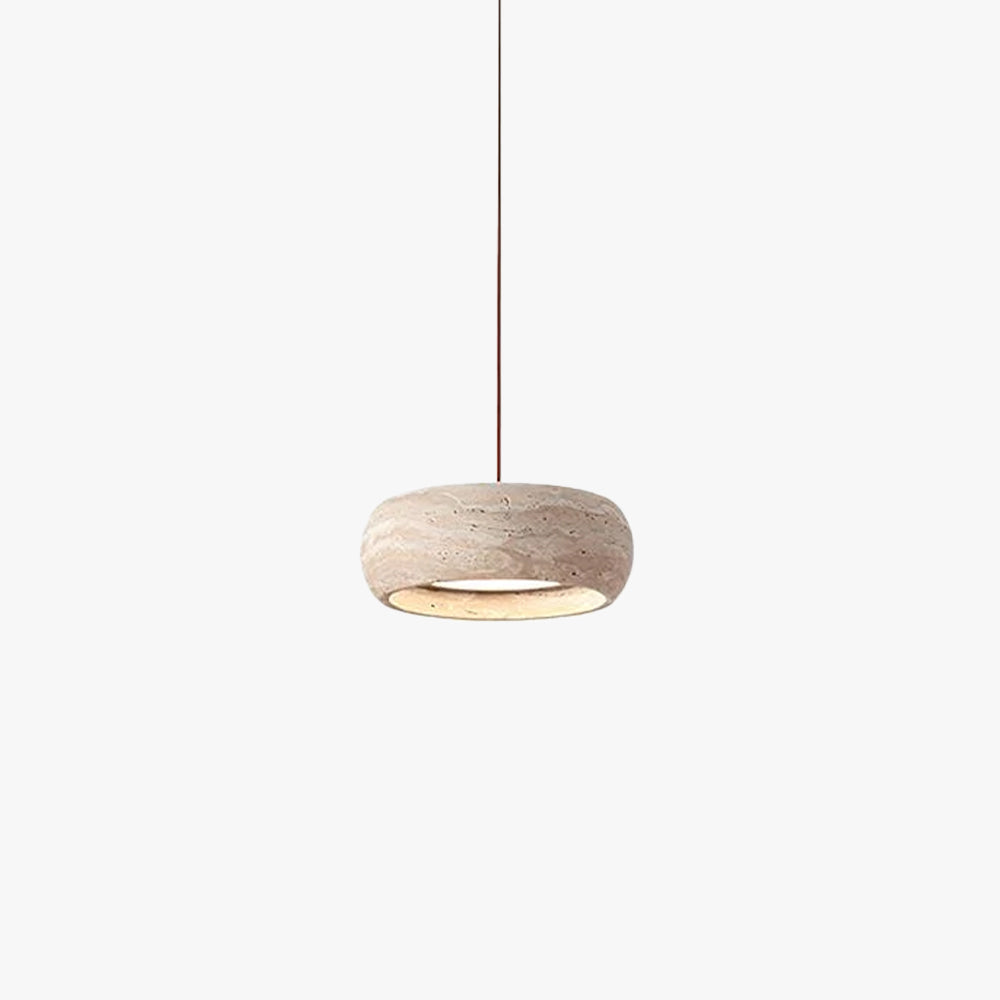 Travertine Donut Pendant Light For Warm Ambience