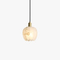 Alabaster Flower Pendant Light With Brass Accents
