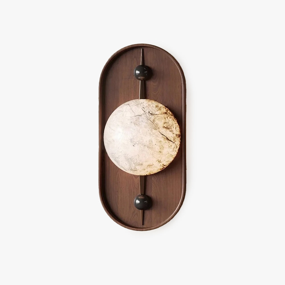 Driftwood Inspired Alabaster Wall Lamp With Walnut Finish