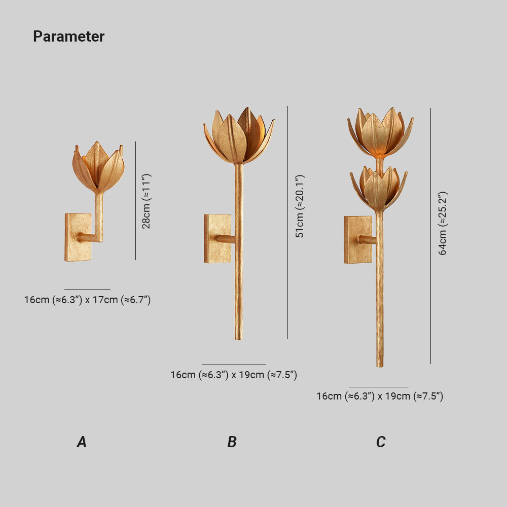 Floral Petal Wall Light With Plaster Texture And Metallic Finishes