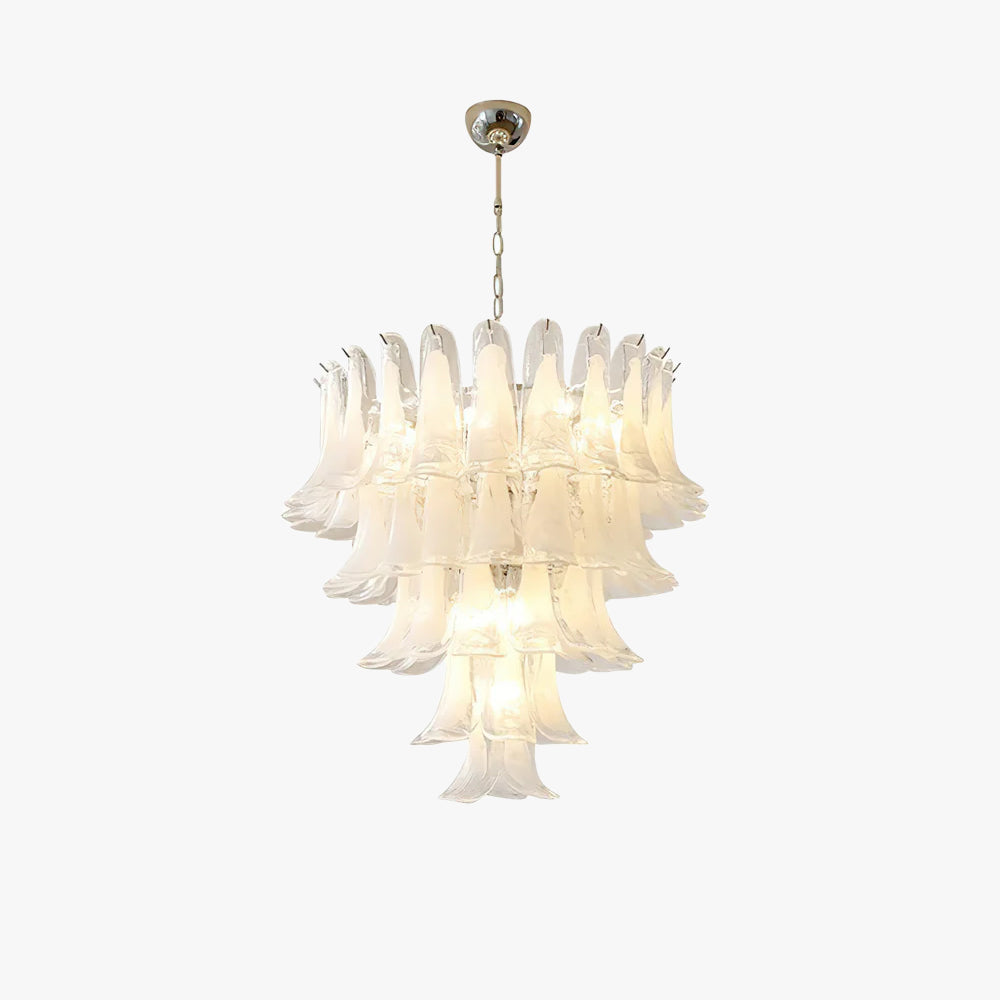 Murano Glass Layered Chandelier With Handformed Petals