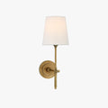 Brass Wall Lamp With White Tapered Linen Shade