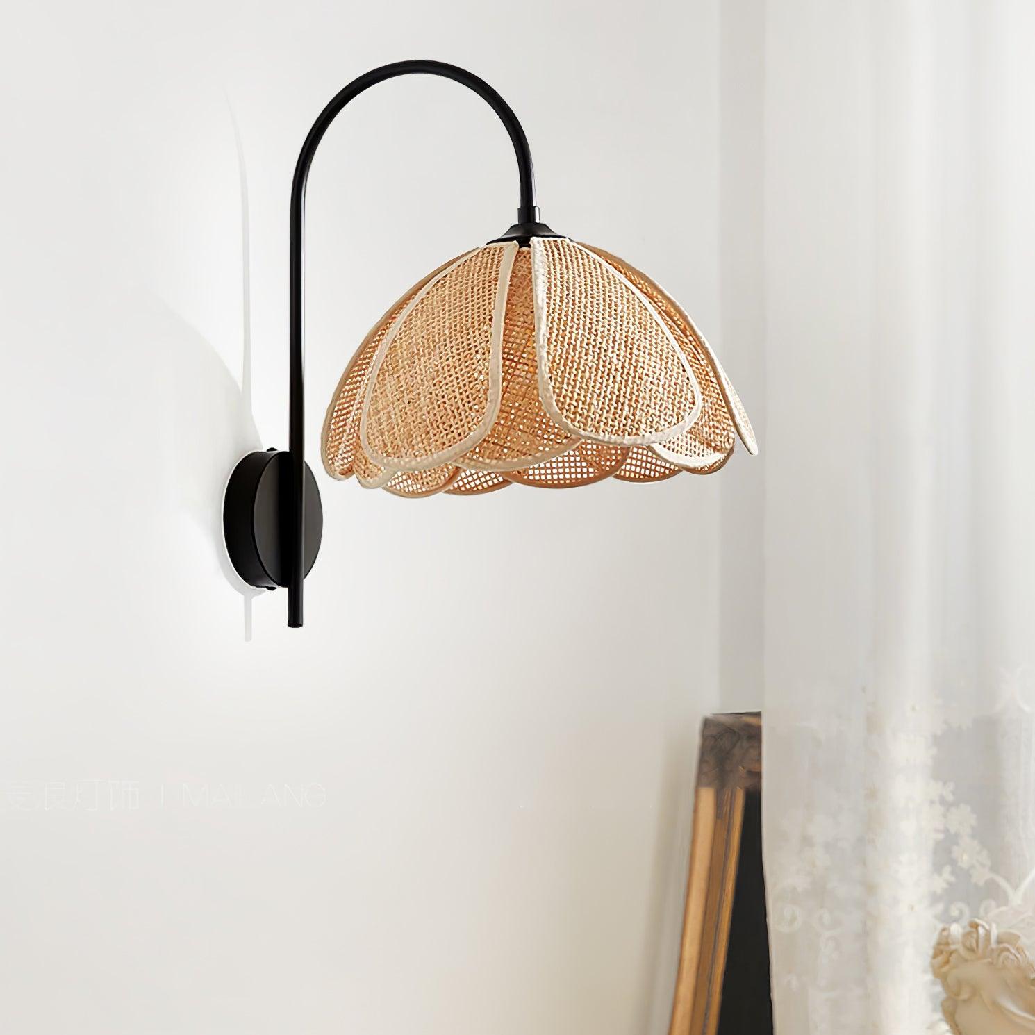 Petal Rattan Wall Light With Metal Frame